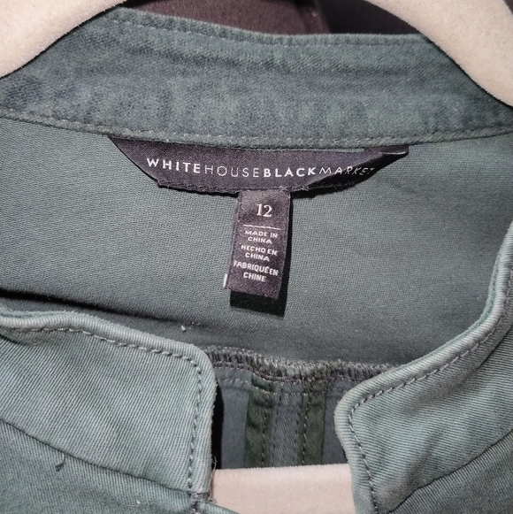 White House Black Market Women’s Size 12 Green Utility Safari Jacket Gold Button - Picture 2 of 8